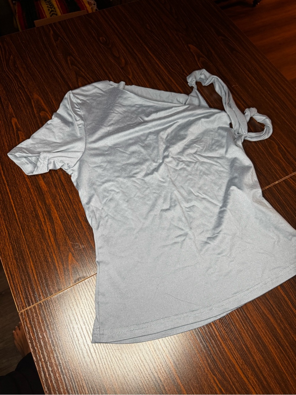 Light Grey Women's Tee with Shoulder Tie